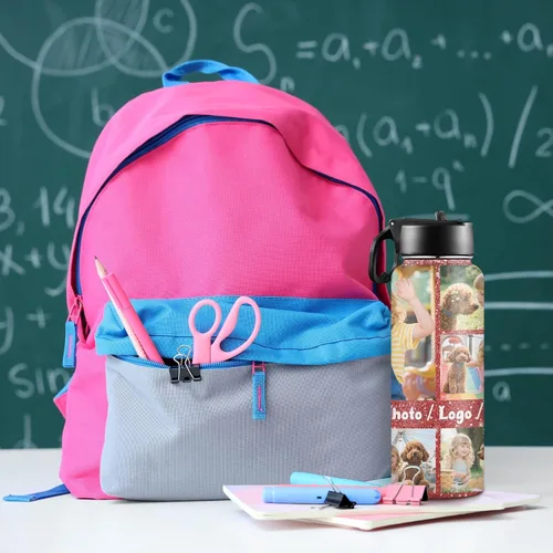 Vista 8 de Botella de agua personalizada con foto, botella de agua deportiva de acero inoxidable con imagen personalizada para niños, hombres y mujeres