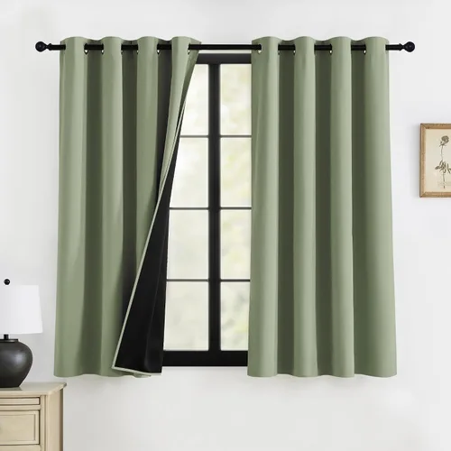 Vista 33 de RYB HOME Cortinas 100% opacas de 63 pulgadas de largo, cortinas de ventana de eficiencia energética y reducción de ruido para dormitorio, sala