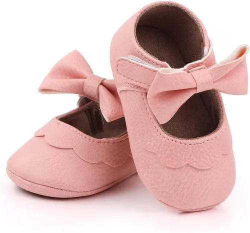 Vista 4 de Zapatos planos Mary Jane para bebés y niñas, suela suave antideslizante, suela suave, princesa, primeros pasos, de piel sintética, zapatos de vestir