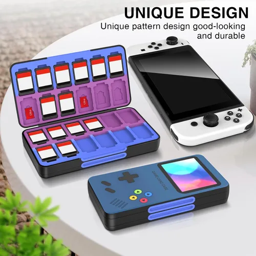 Vista 6 de Funda para tarjetas de juego Switch para Nintendo Switch/Switch OLED/Switch Lite, soporte para tarjetas de juegos con forro de color degradado