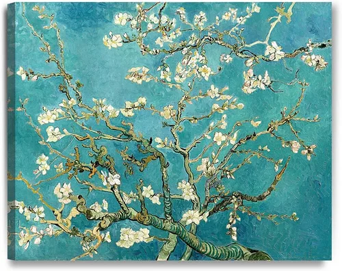 Vista 43 de Serie de pinturas de Vincent Van Gogh (favoritos). Reproducción de arte clásico de Van Gogh, impreso en lienzo, Algodón, Almond Blossom, 16x20