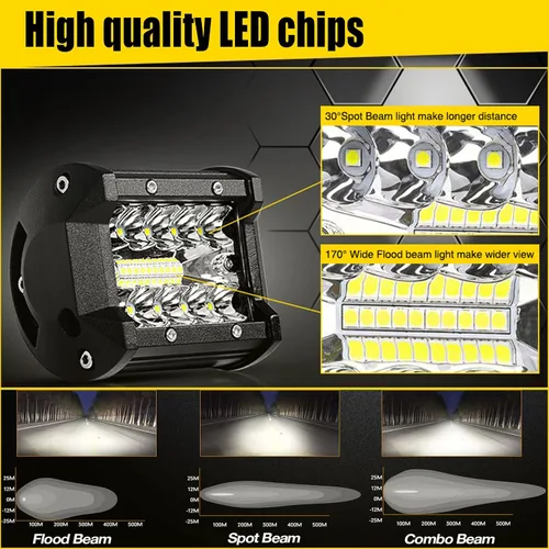Vista 3 de Vainas LED: 20 unidades de 60 W, luces de punto LED de 12000 lm, luz cúbica de triple fila, luces de inundación para conducción todoterreno