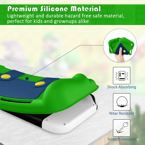 Vista 4 de KENOBEE Funda de silicona compatible con Nintendo Switch OLED modelo 2021, suave y ligera, con agarre ergonómico con absorción de golpes y diseño