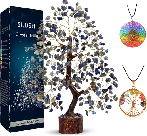 Vista 33 de Árbol de la vida de cristal amatista de 10-12 pulgadas con 2 colgantes de chakra – Bonsái de cristal sanador, árbol del dinero para energía