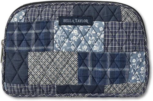 Vista 14 de Bella Taylor Bolsa de maquillaje de algodón acolchada grande para mujeres, bolsa de cosméticos de viaje