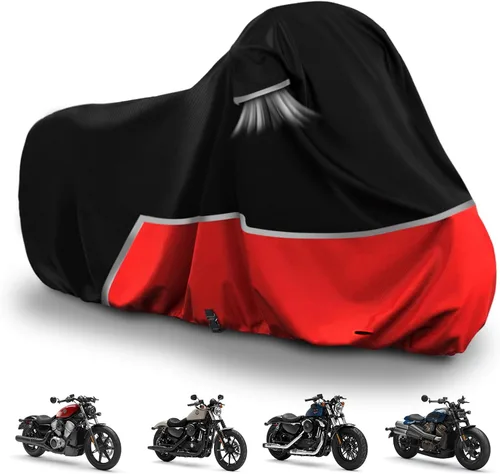 Vista 19 de Cubierta impermeable para motocicletas de repuesto para modelos Harley Davidson Cruiser, tela Oxford 420D Softail, Dyna, Iron 883, Fat Boy 114