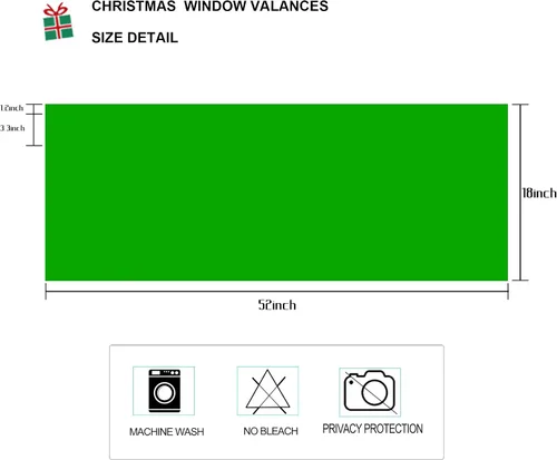 Vista 2 de 2 paneles de cenefas de cortina de color verde navideño para ventanas de cocina, cortinas cortas para ventanas de cocina, baño, lavandería