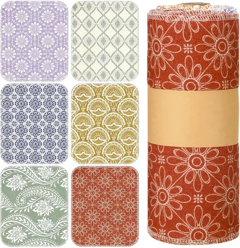 Vista 12 de Redbaker 6 Piezas Rollos de Toallas de Papel Reutilizables Toallas de Cocina a Granel Lavables Sin Papel Paños de Algodón Servilletas de Mano