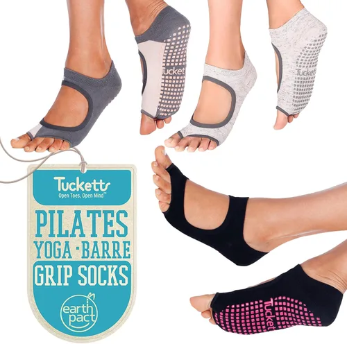 Vista 9 de Allegro Toeless Grip Socks 3 Pack, Non Slip Pilates Socks for Women