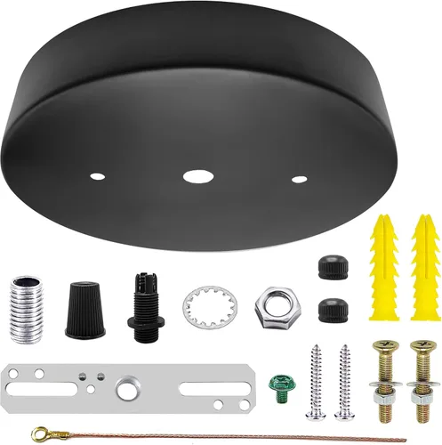 Vista 7 de ECUDIS Kit de toldo de luz colgante, placa de cubierta de lámpara de techo de 4.7 pulgadas con accesorios de montaje para candelabro, toldo de Blanco