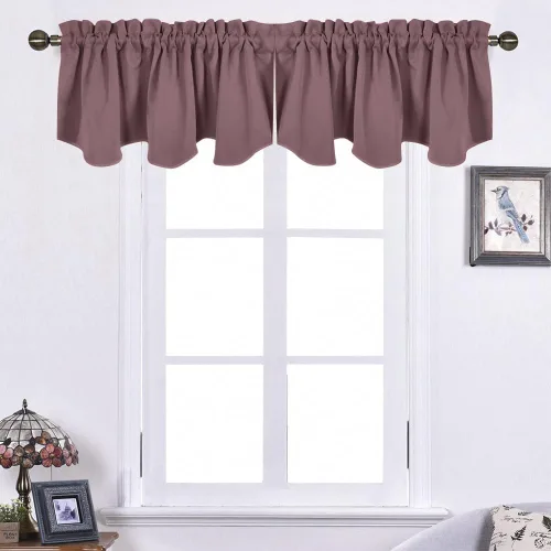 Vista 25 de NICETOWN - Cortinas con valances azul piedra para ventana de sala de estar, dormitorio, baño, 2 paneles estilo granja rústico para comedor, cortinas