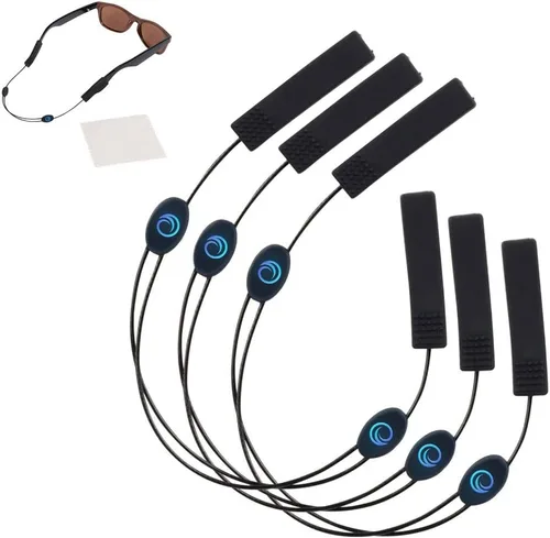 Vista 8 de Correa ajustable para lentes (paquete de 3) – Correa de gafas de sol sin cola – Cordón de cuerda para gafas – Con paño de limpieza adicional