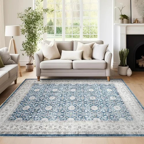 Vista 195 de jinchan Fiora - Alfombra lavable de área pequeña, alfombra de entrada floral de medio círculo de 2 x 3, tapete de media luna de pelo bajo, suave