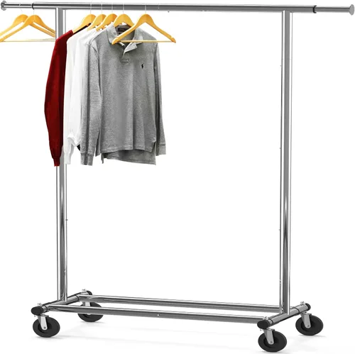 Vista 9 de Simple Houseware - Perchero de ropa resistente, sostiene hasta 150 lbs, varilla extensible de 42 a 67 pulgadas, negro