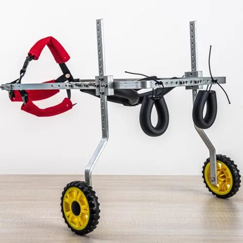 Vista 7 de Silla de ruedas ajustable para perros o mascotas con ruedas para patas traseras, fácil ajustable, silla de ruedas para mascotas, ayuda