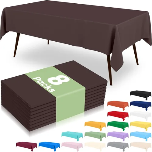 Vista 46 de 6 paquetes de manteles de plástico desechables, 54 x 72 pulgadas mantel rectangular impermeable, cubiertas de mesa decorativas a prueba de fugas