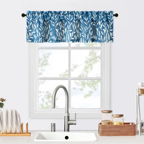 Vista 40 de VOGOL Cortinas de cenefa de jacquard dorado con diseño de flores de lujo para dormitorio, sala de estar, comedor, 52 x 14 pulgadas, 1 panel, negro