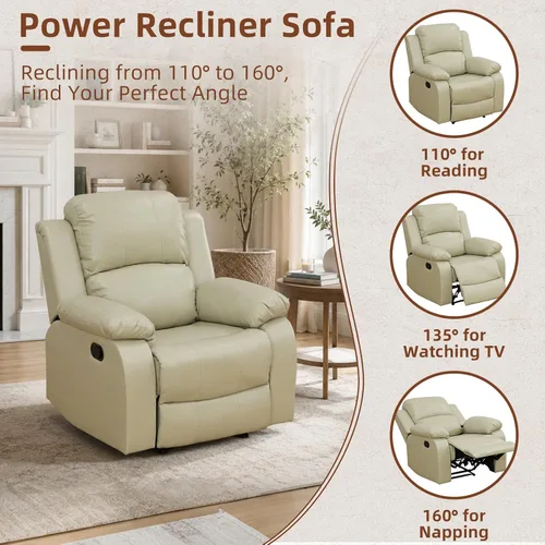 Vista 6 de Living Room Furniture Sets, Leather Recliner Sofa, Sectional Sofa Set with Convertible Table & Cup Holders, 3 Pieces Furniture for Living