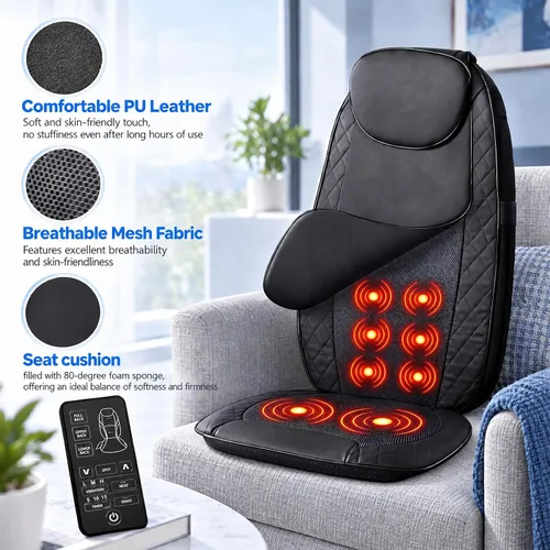Vista 2 de Masajeador de espalda para silla con calor, cojín de asiento