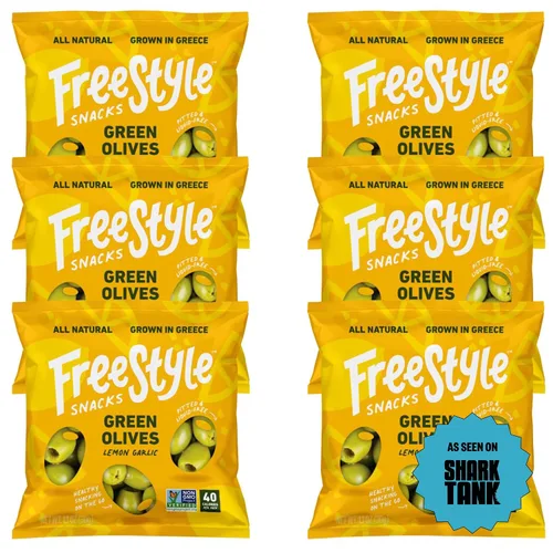 Vista 16 de Freestyle Snacks Paquetes de aperitivos de oliva, como se ve en Shark Tank, una sola porción, aceitunas frescas sin hueso, cultivadas en Grecia