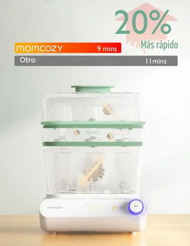 Vista 4 de Momcozy Esterilizador y secadora de botellas grandes de 3 capas y kit de cepillo para botellas Momcozy Verde