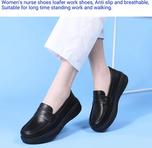 Vista 4 de Beita Women's Nurse Shoes Slip On Women's Loafer Shoes Anti Slip Healthcare Work Shoes Lightweight Negro