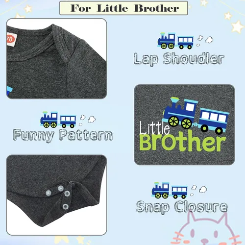 Vista 4 de Funnycokid Conjunto de camisetas a juego para hermano mayor, hermano pequeño, ropa de regalo para bebé