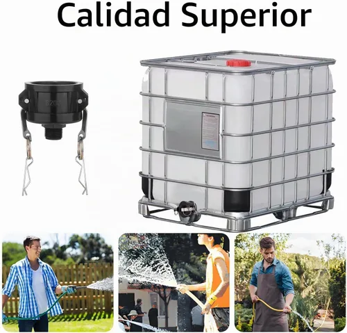 Vista 7 de Accesorios para Contenedores IBC Tote de 275-330 Galones, Adaptador de Drenaje de Tanque con Cierre de Leva de 2 Pulgadas x Rosca Macho de Manguera