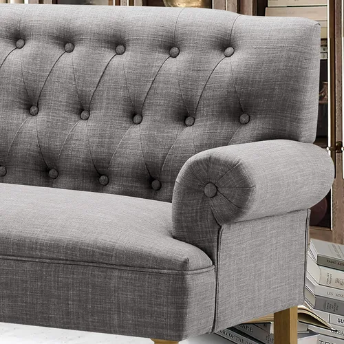 Vista 4 de Rosevera Drennan Sofá de dos plazas para sala de estar, sofá en una caja, sofá para sala, muebles de dos plazas, sofás largos, sofá, gris textil