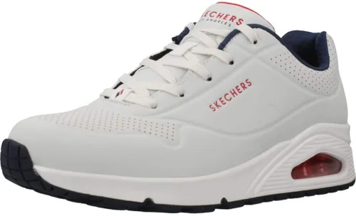 Vista 29 de Skechers Tenis UNO Stand on Air para mujer Tenis casuales, plantilla de espuma viscoelástica refrigerada por aire, amortiguación visible de Rojo