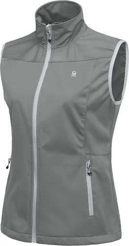 Vista 14 de Little Donkey Andy Chaleco Softshell Ligero para Mujer, Chaqueta sin Mangas Resistente al Viento para Correr, Senderismo y Viajes Negro