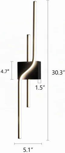 Vista 4 de Apliques de pared LED modernos, iluminación de pared interior negra para sala de estar, accesorios de tocador de baño de 30 pulgadas, lámpara