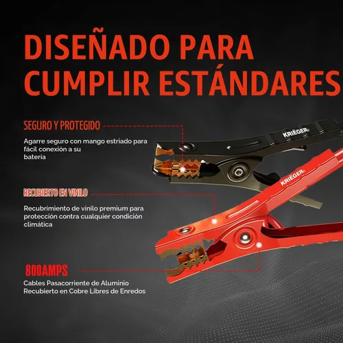 Vista 5 de K KRIËGER Cables de puente para batería de automóvil, cables de refuerzo automotrices resistentes para arrancar baterías muertas o débiles con bolsa