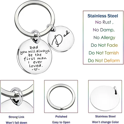 Vista 2 de Regalo para papá de hija, hijo, llavero para hombre, regalos de boda, día del padre, papá, siempre serás el primer hombre que amé, Metal