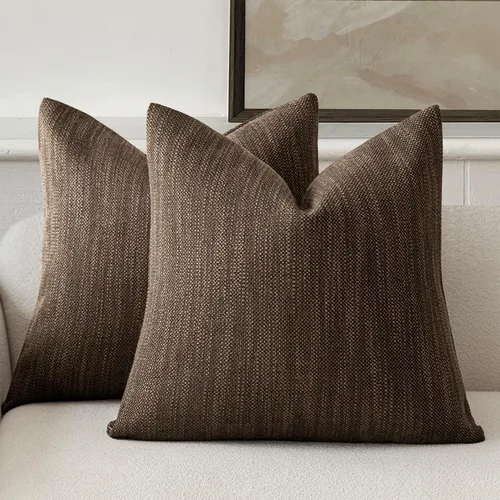 Vista 37 de Foindtower Juego de 2 fundas de almohada decorativas de lino de arpillera con textura, fundas de cojín bohemias de estilo rústico, funda de almohada