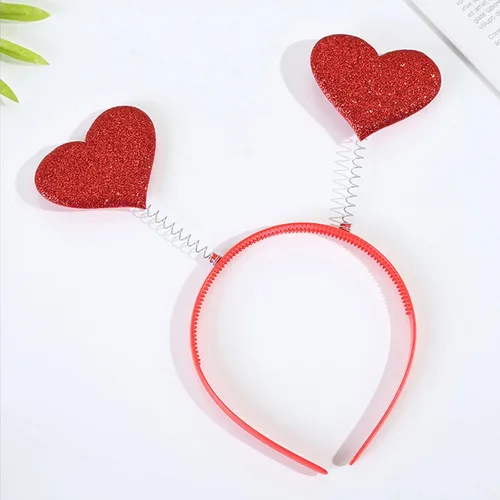 Vista 5 de 2 diademas de corazón para el día de San Valentín, diadema de amor, diadema de corazón rojo, bandas para el cabello para mujer, Navidad, cosplay