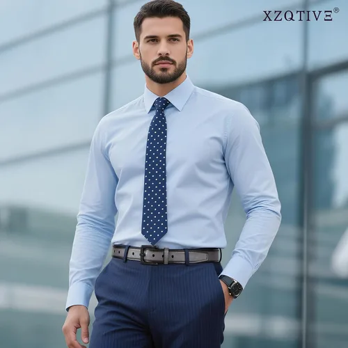 Vista 5 de XZQTIVE Cinturón de cuero hipoalergénico sin metal para hombre, cinturón de cuero para jeans y vestido, sin níquel, con hebilla negra