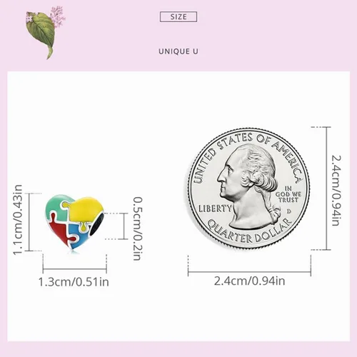 Vista 2 de Abalorio de plata de ley 925 con diseño de corazón y piedra natal familiar con dije de corazón para pulsera Pandora
