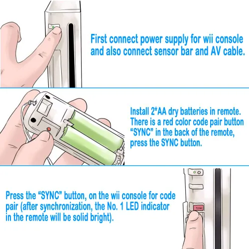 Vista 4 de Wii Remote Controller, 2 Packs Upgrade Wii Wireless Controller Compatible with Wii Wii U Console(Red and Blue)