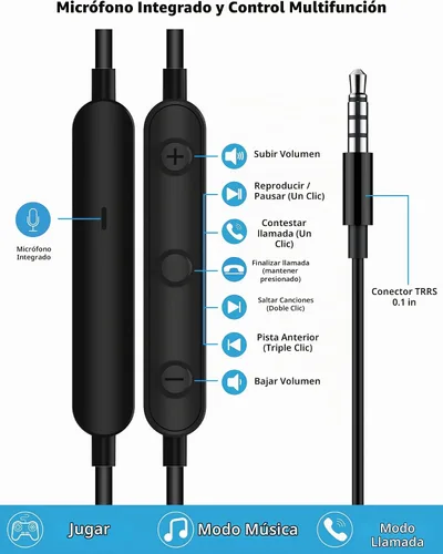 Vista 3 de Auriculares con cable de 0.1 in con micrófono para MacBook/Chormebook PC