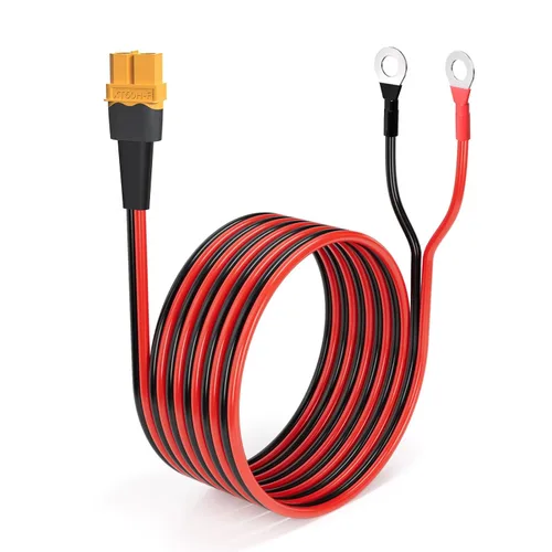 Vista 10 de ELFCULB Cable Terminal XT60 a Anillo O, Cable Conector Hembra XT60 de 10AWG a Anillo O con Cable Puro Estañado para Batería RC Solar Estación