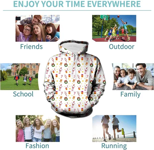 Vista 3 de Sudadera con capucha para niños y niñas con capucha y bolsillo