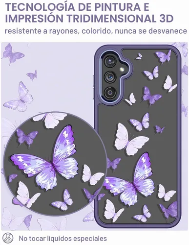 Vista 5 de Carcasa para Samsung Galaxy A14, diseño de flores transparentes