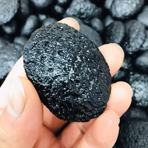 Vista 6 de 1pcs piedra natural natural meteorito cuarzo oval piedra áspera negro tektite espécimen para la venta
