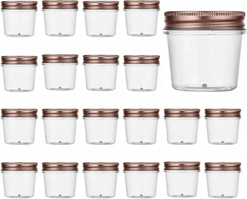 Vista 13 de novelinks Tarros de plástico transparente de 4 onzas con tapas negras, pequeños recipientes redondos reutilizables para alimentos, especias Negro