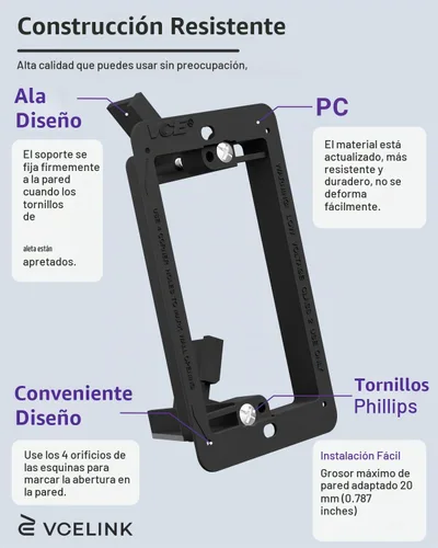 Vista 3 de VCE Placa de pared de cepillo con soporte, inserto de paso de cable, cubierta de pared decorativa de una sola banda para cables de bajo voltaje