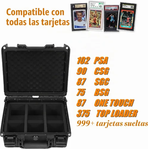 Vista 2 de Funda impermeable para tarjetas graduada compatible con 102 losas de tarjetas, tarjetas comerciales deportivas graduadas BGS PSA SGC FGS, caja