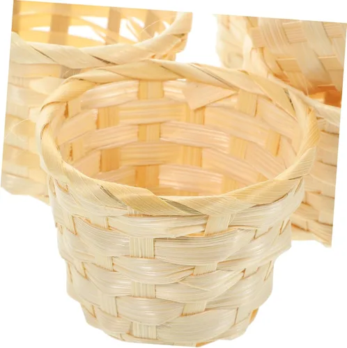 Vista 9 de IMIKEYA Cestas tejidas de bambú hechas a mano Mini cestas de frutas de almacenamiento para pan decorativo de cocina