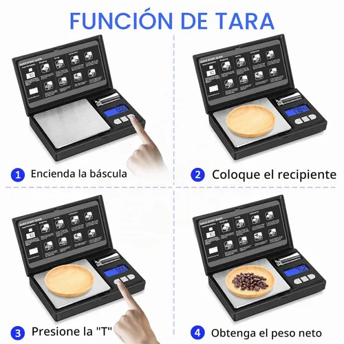 Vista 7 de THINKSCALE Mini báscula de bolsillo con 6 unidades, yardas, tara, báscula digital para joyas, medicinas, café, hierbas, peso cal incluido Negro