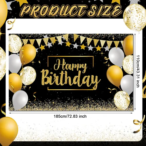 Vista 2 de Tatuo Cartel de fondo de decoración de feliz cumpleaños, cartel de fondo de cumpleaños con purpurina, suministros de fiesta, fondo de fotos